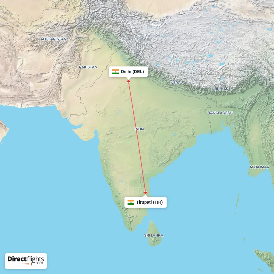 TIR - DEL route map