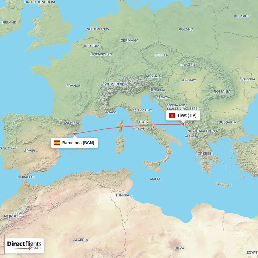 TIV - BCN route map