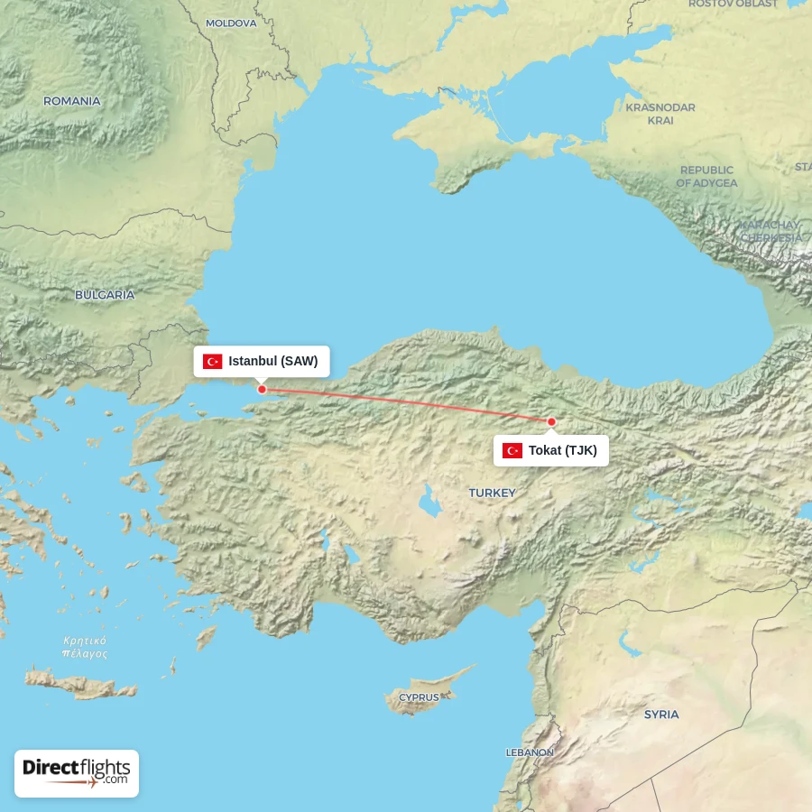 TJK - SAW route map