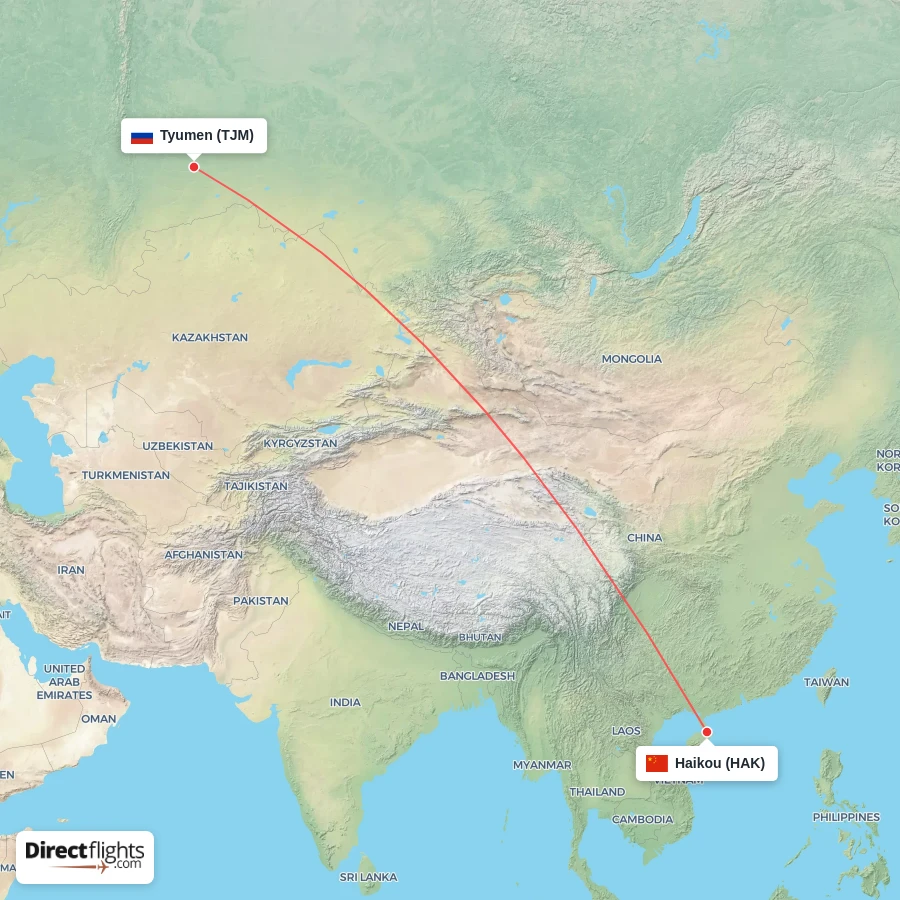 TJM - HAK route map