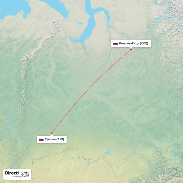 Tyumen - Krasnosel'Kup direct flight map
