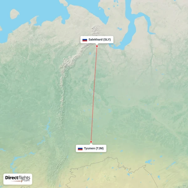 Tyumen - Salekhard direct flight map