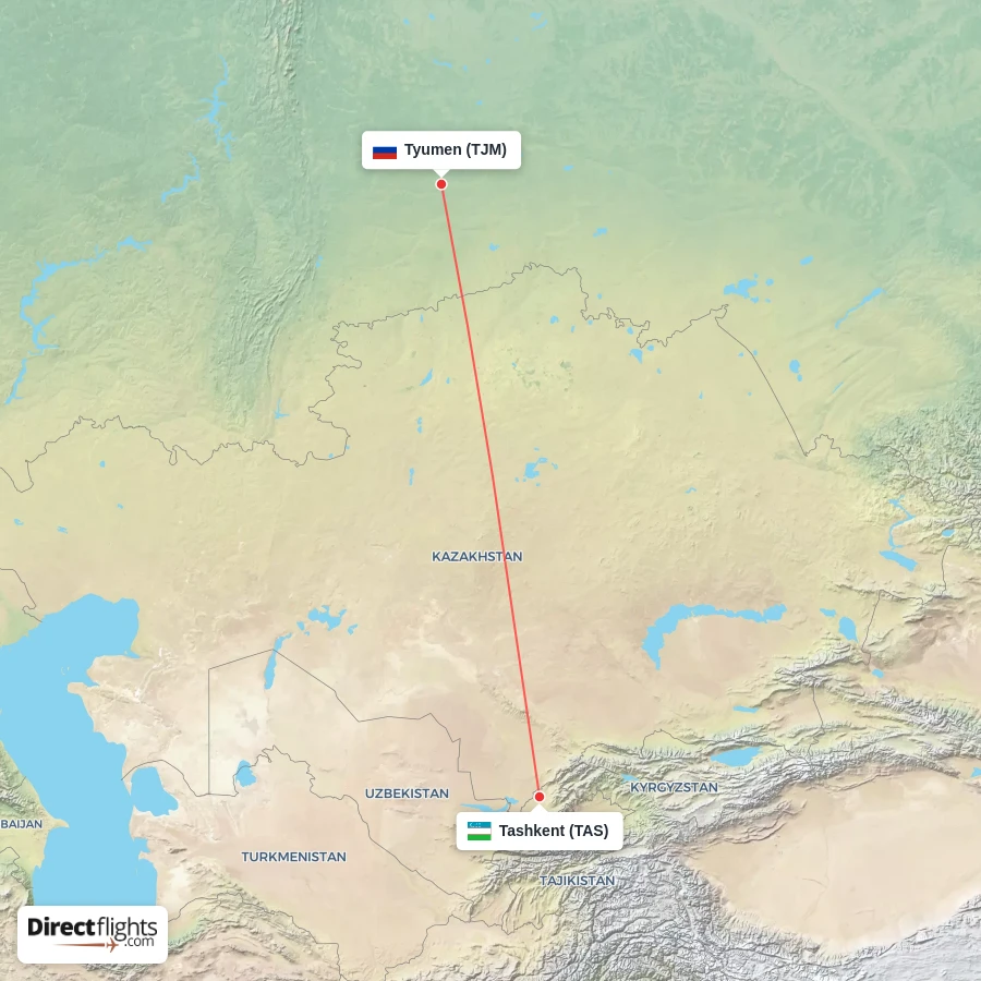 TJM - TAS route map