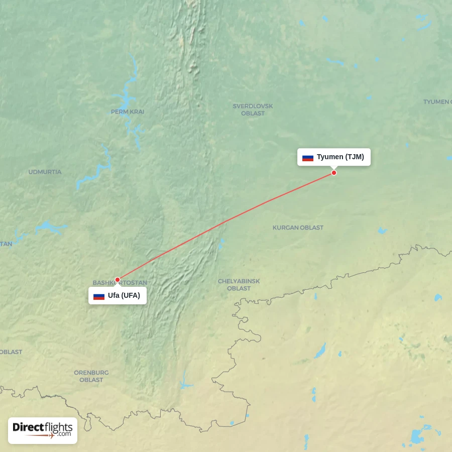 TJM - UFA route map