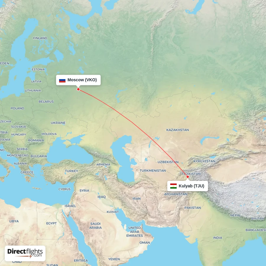 TJU - VKO route map