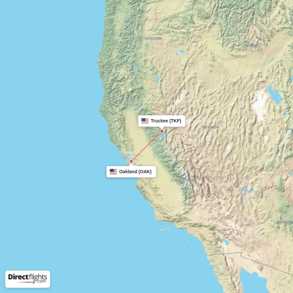 Truckee - Oakland direct flight map