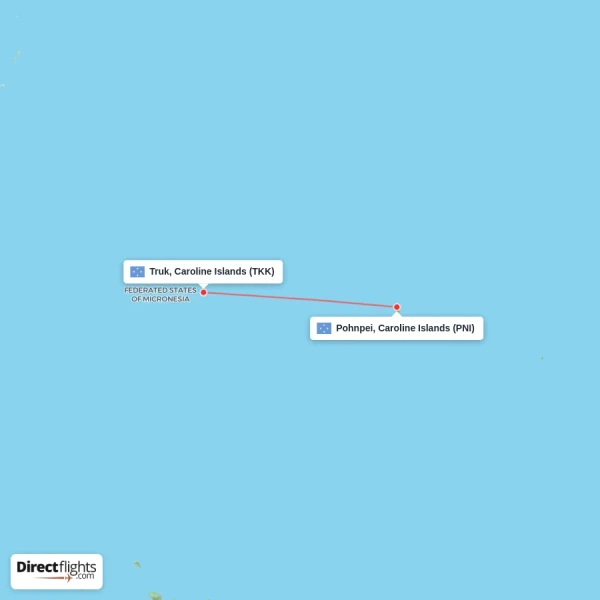 Truk, Caroline Islands - Pohnpei, Caroline Islands direct flight map