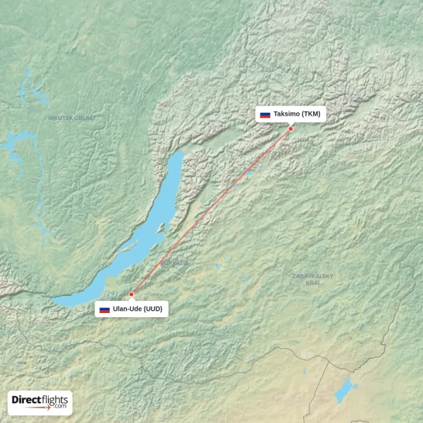 Taksimo - Ulan-Ude direct flight map