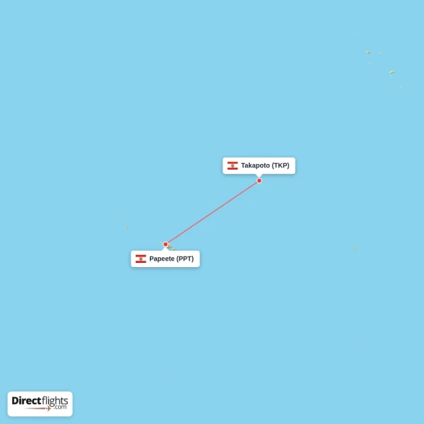 Takapoto - Papeete direct flight map