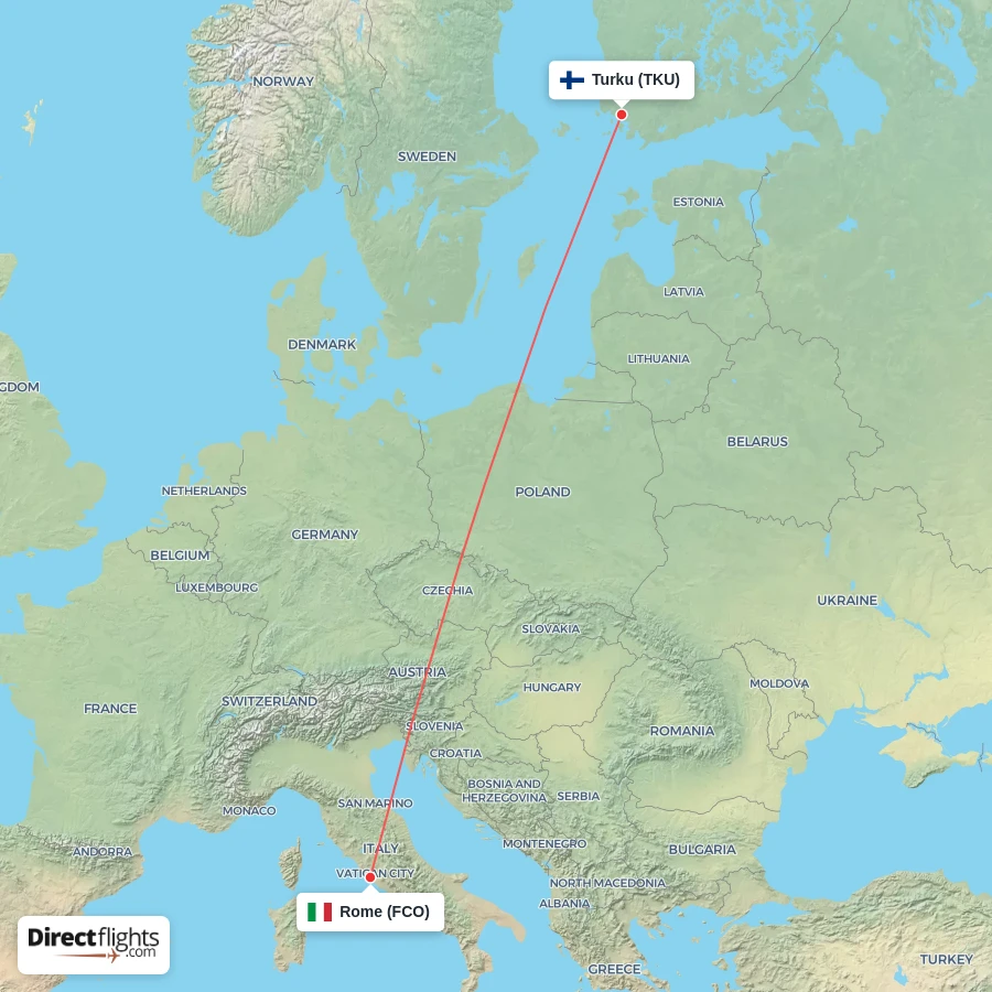 TKU - FCO route map