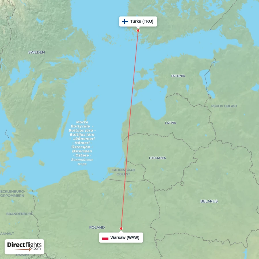 TKU - WAW route map