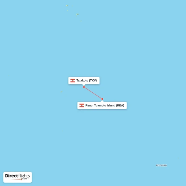 Tatakoto - Reao, Tuamoto Island direct flight map