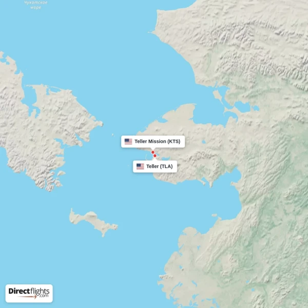 Teller - Teller Mission direct flight map