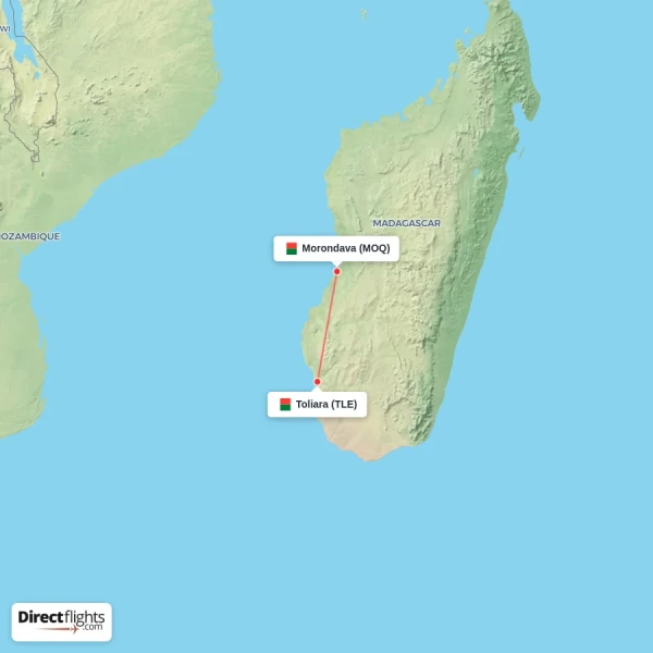 Toliara - Morondava direct flight map