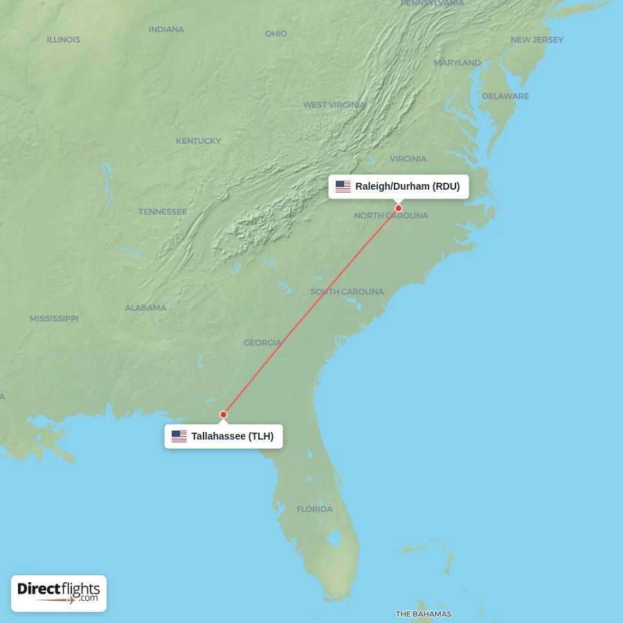 TLH - RDU route map
