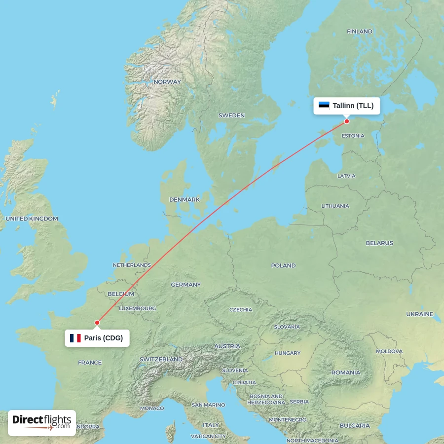 TLL - CDG route map