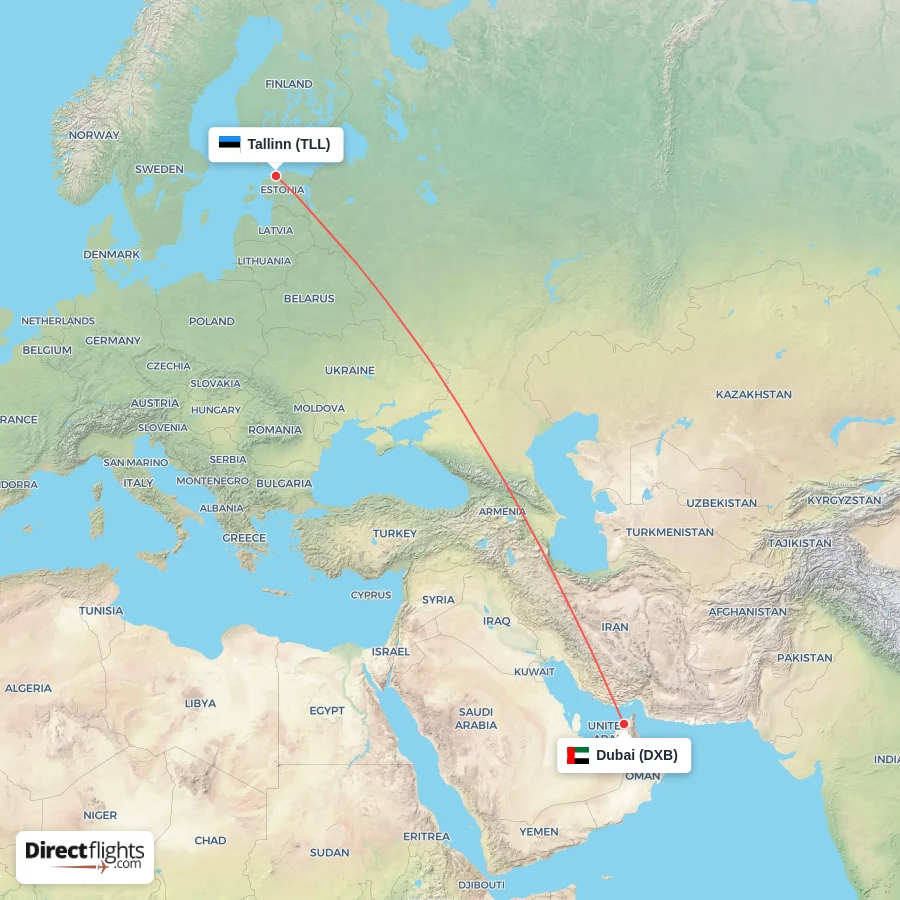 TLL - DXB route map