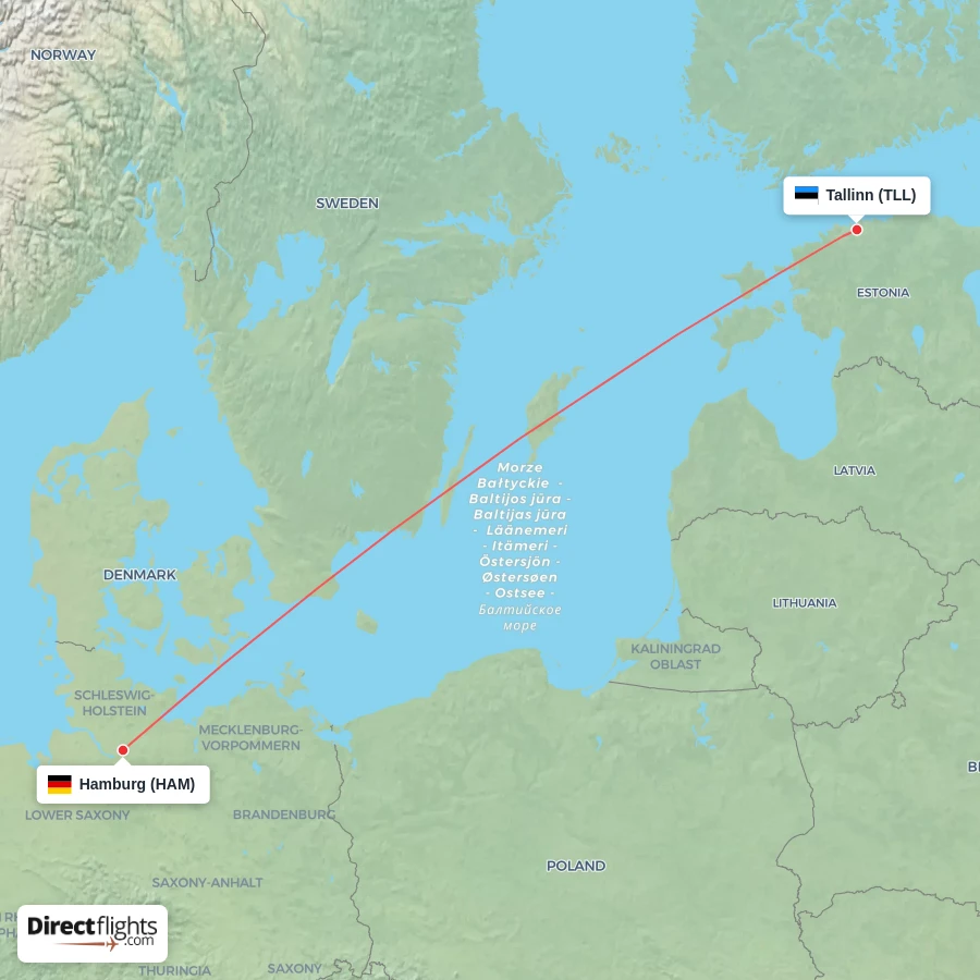 TLL - HAM route map