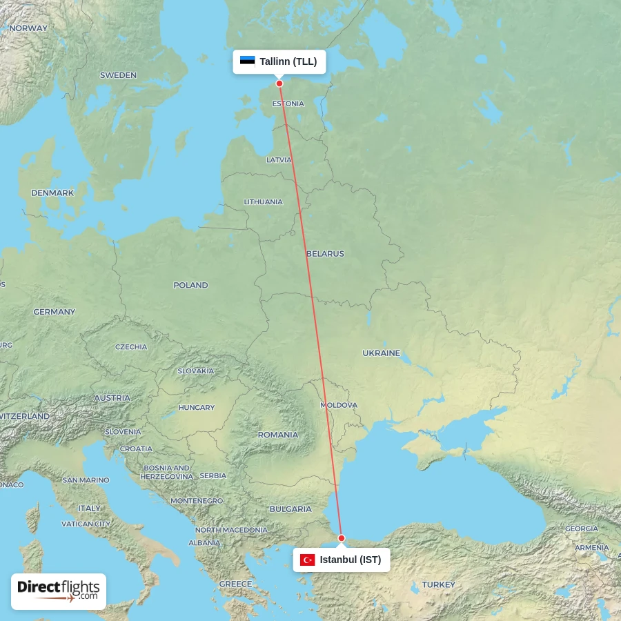 TLL - IST route map
