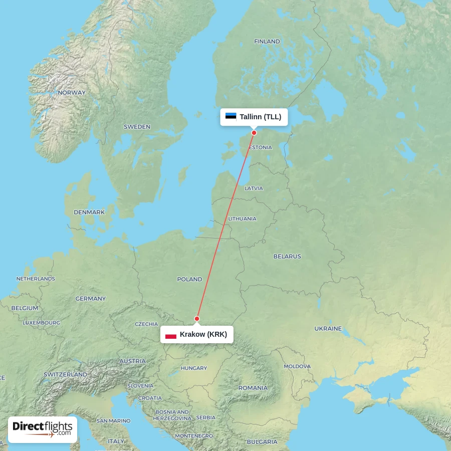 TLL - KRK route map