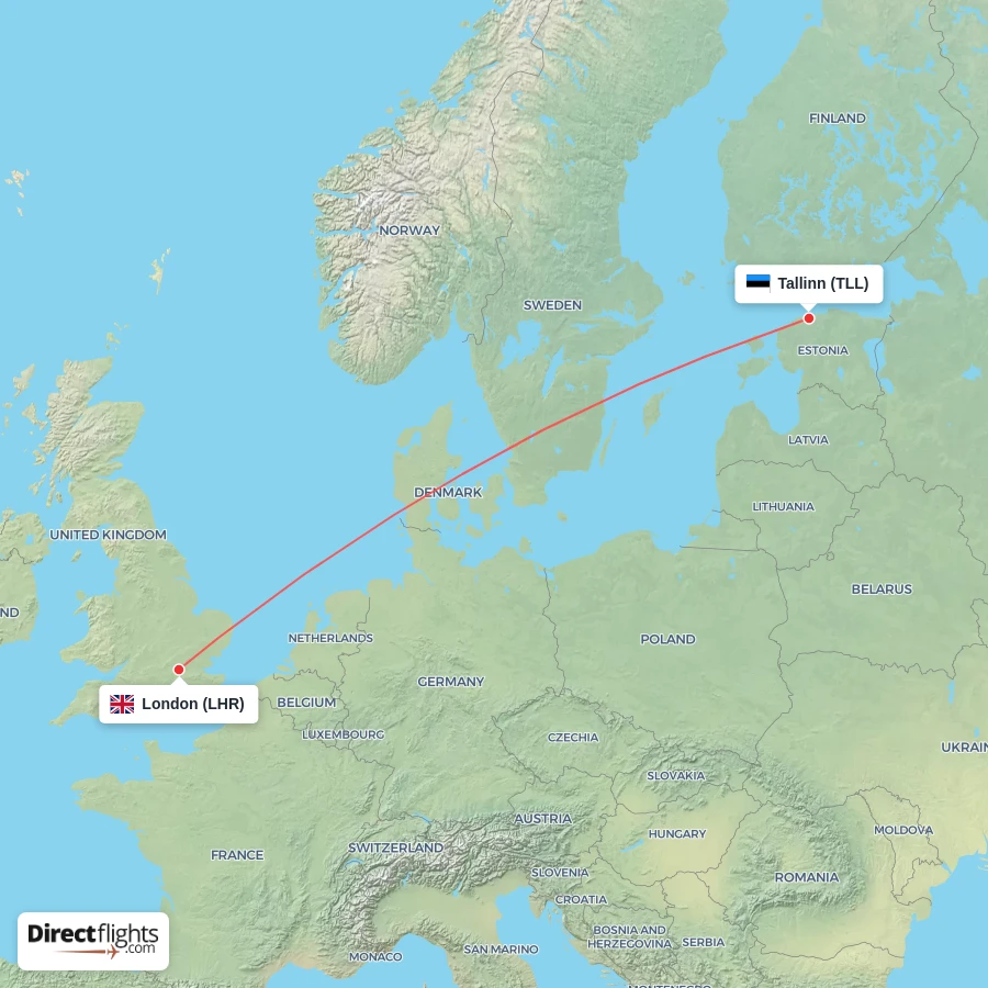 TLL - LHR route map