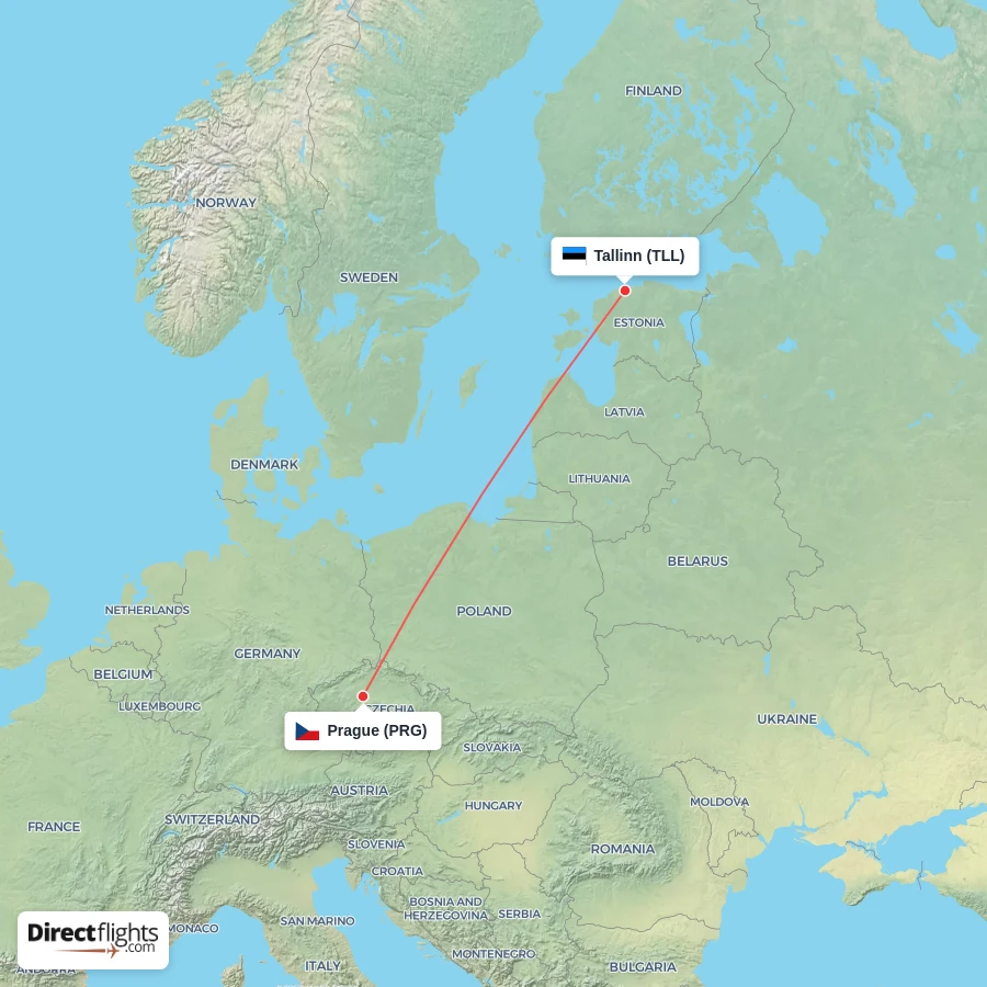 TLL - PRG route map