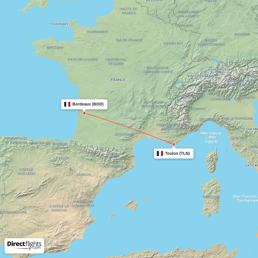 TLN - BOD route map
