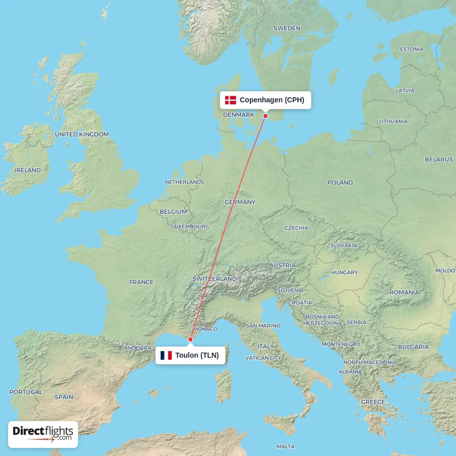 TLN - CPH route map