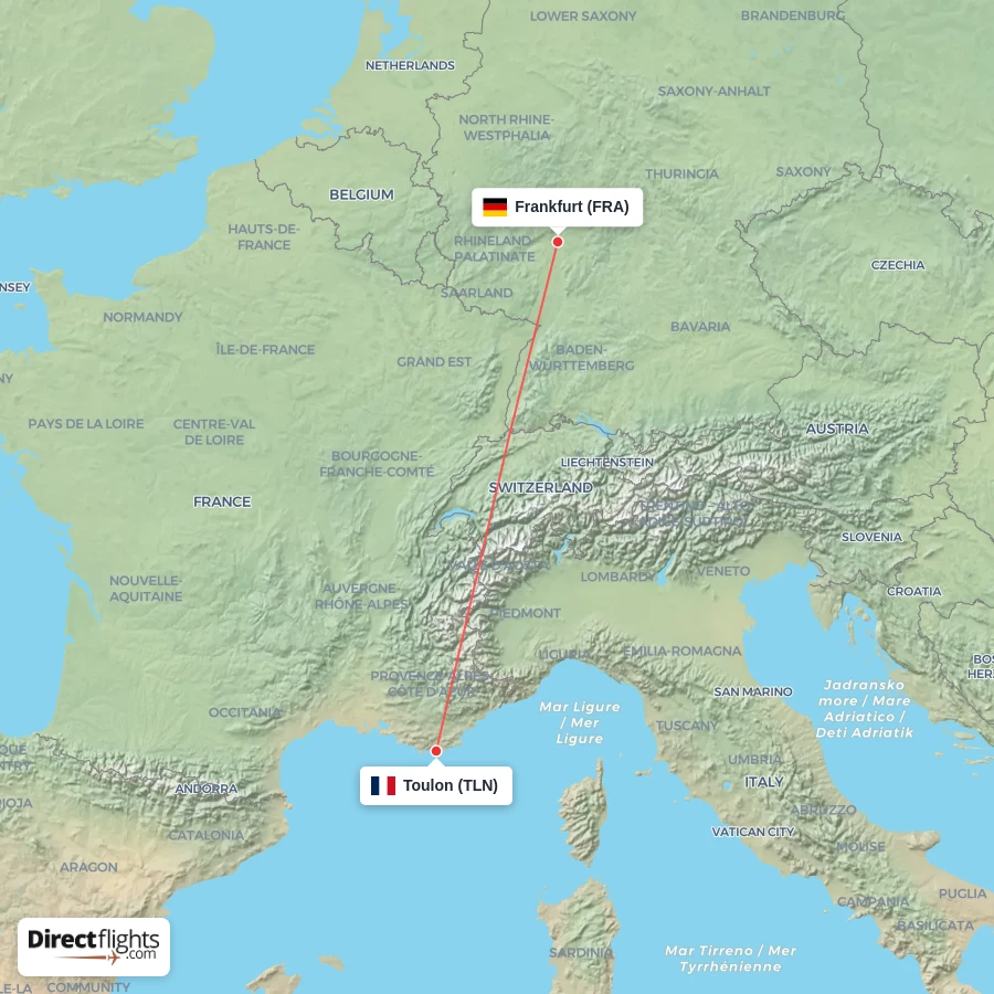 TLN - FRA route map