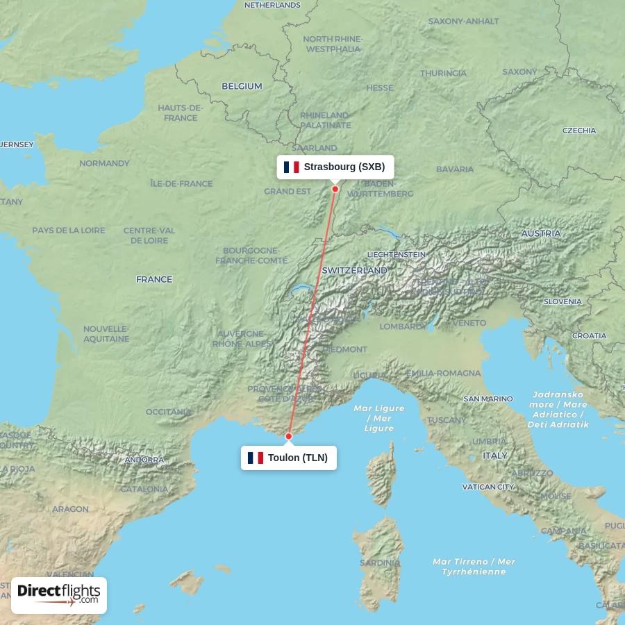 TLN - SXB route map