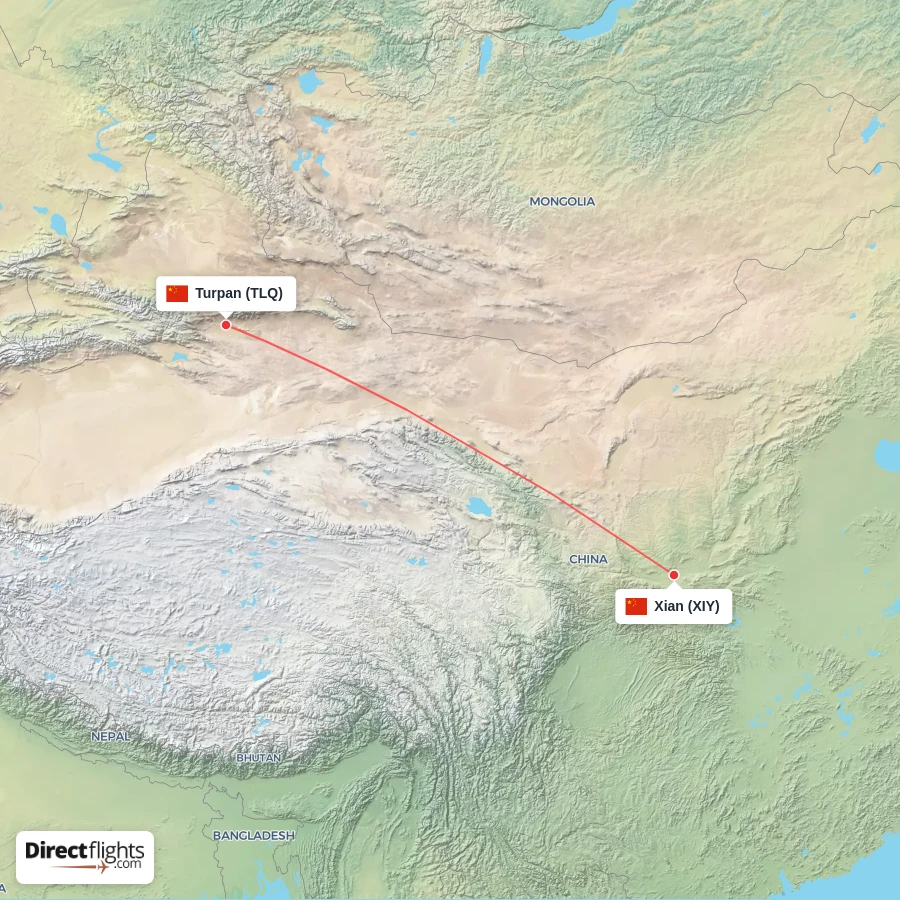 TLQ - XIY route map