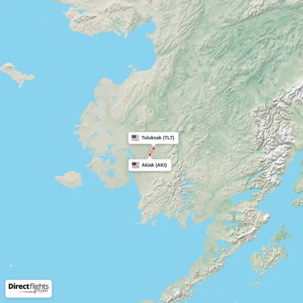 Tuluksak - Akiak direct flight map
