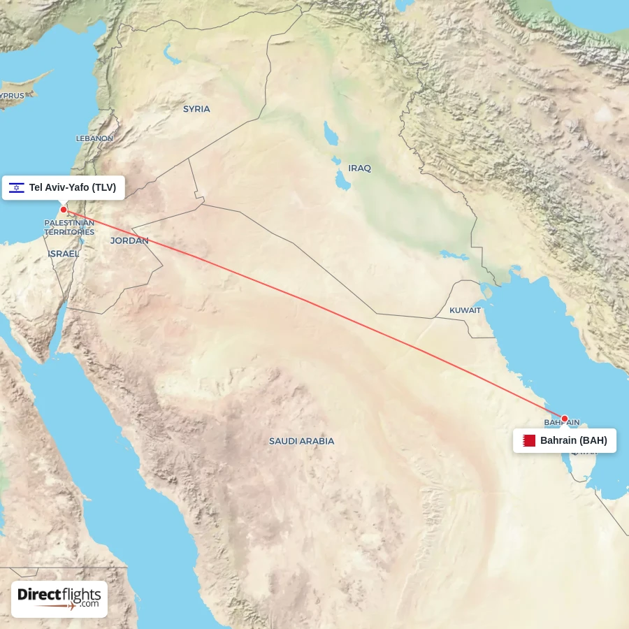 TLV - BAH route map