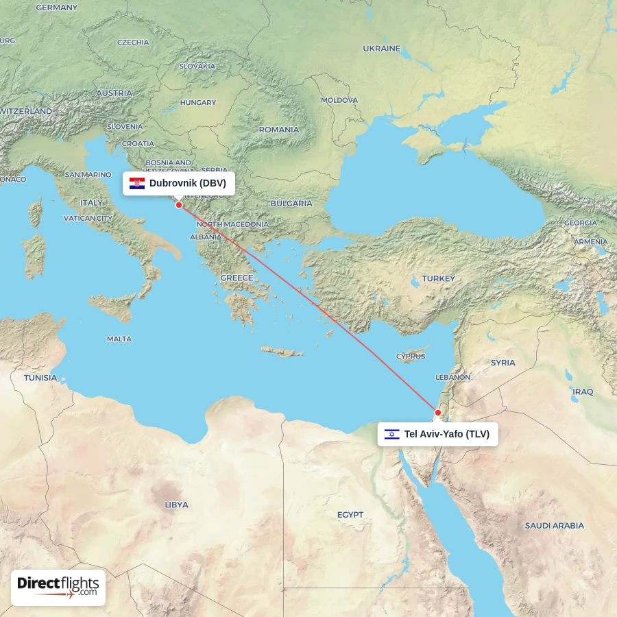 TLV - DBV route map