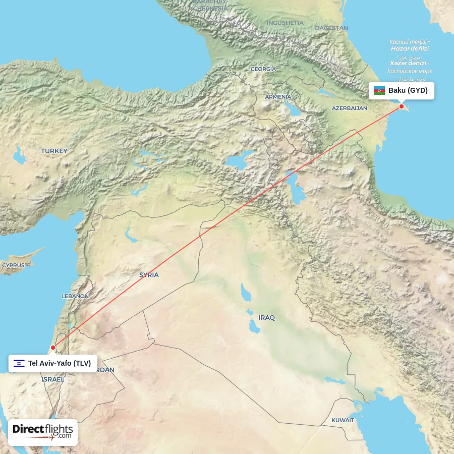 TLV - GYD route map