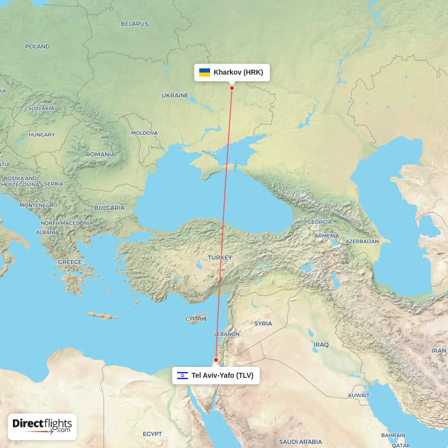 TLV - HRK route map