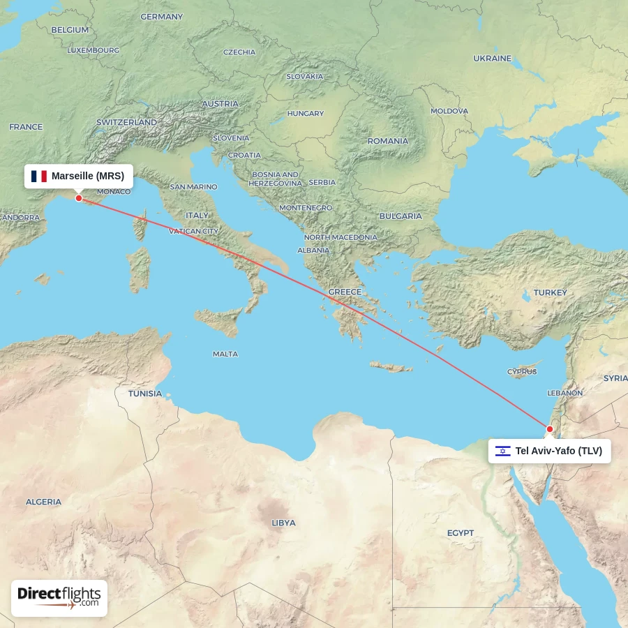 TLV - MRS route map