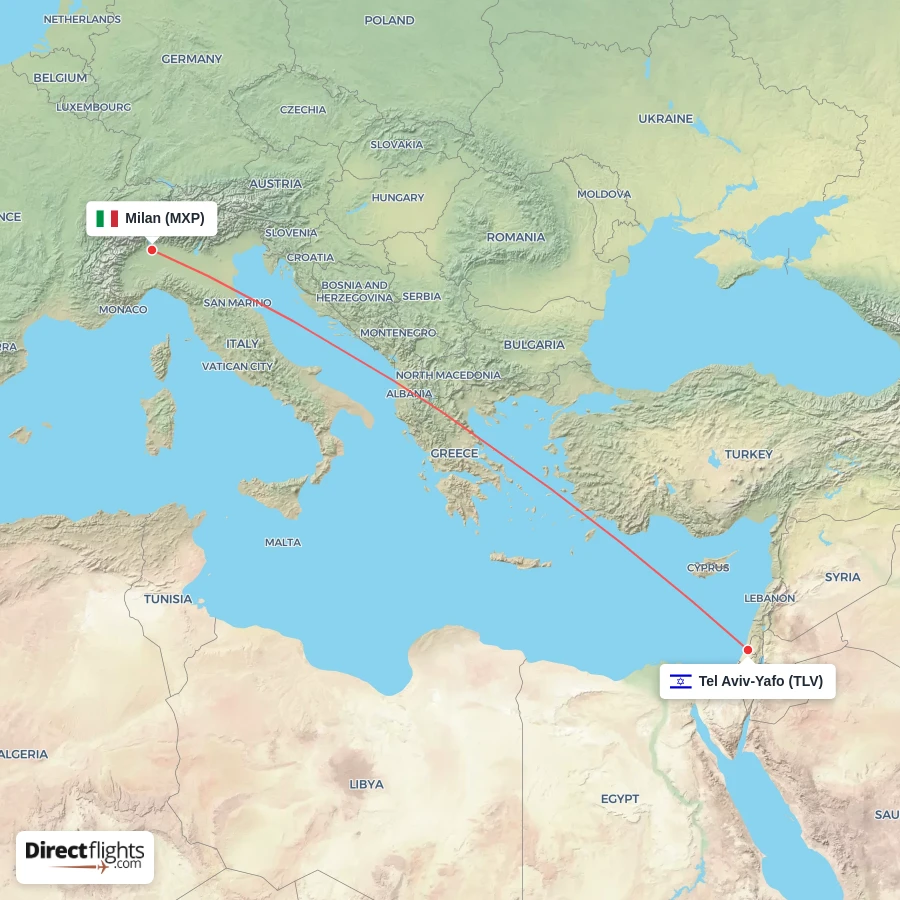 TLV - MXP route map
