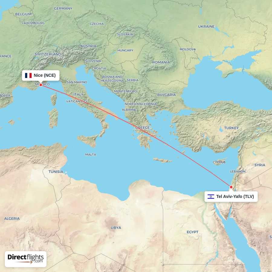 TLV - NCE route map