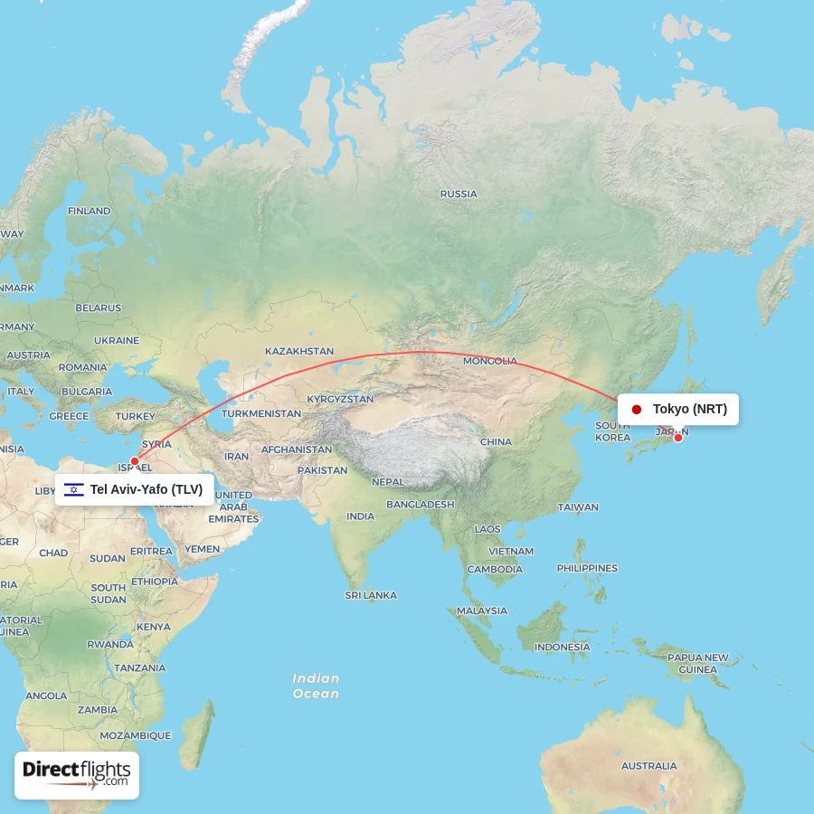 TLV - NRT route map