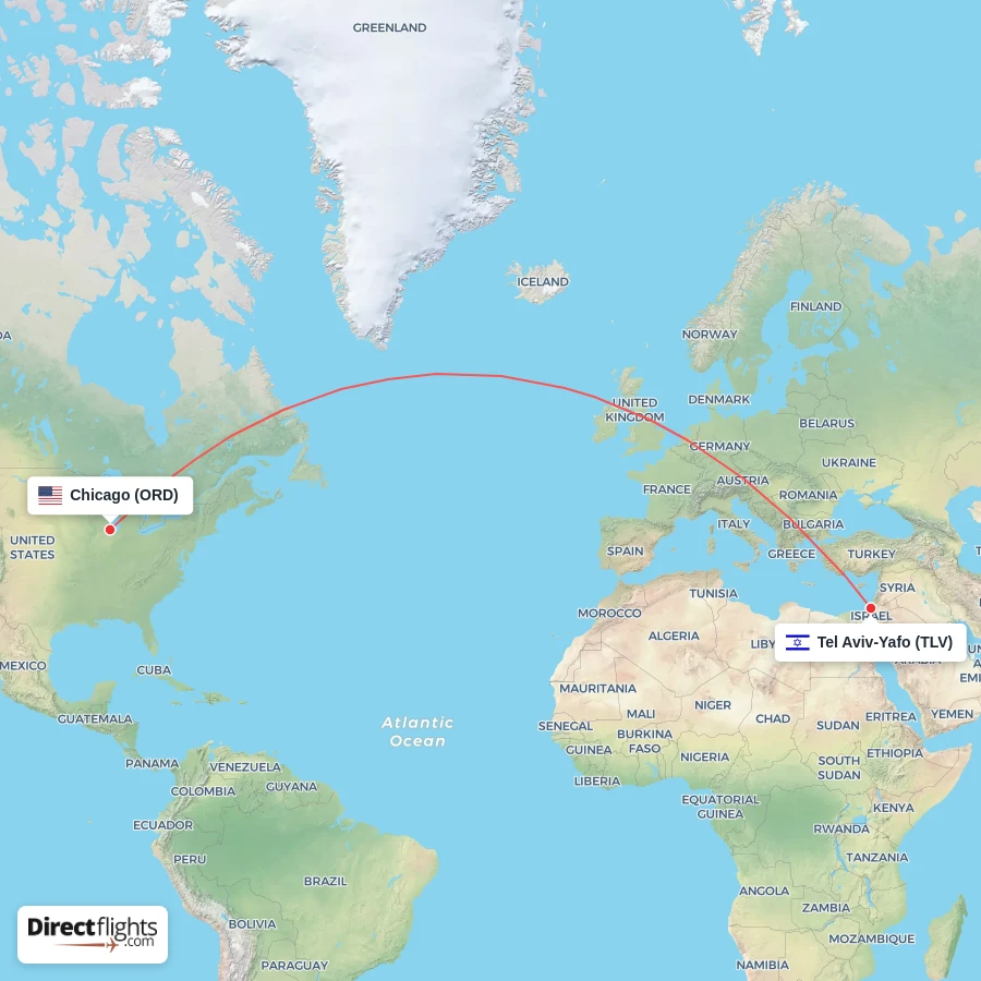 TLV - ORD route map