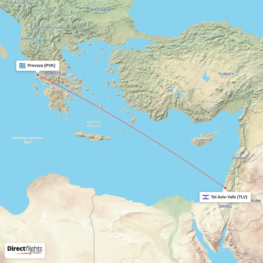 TLV - PVK route map