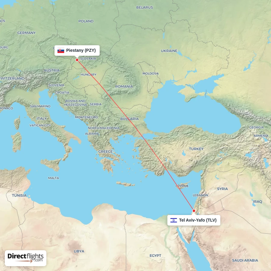 TLV - PZY route map