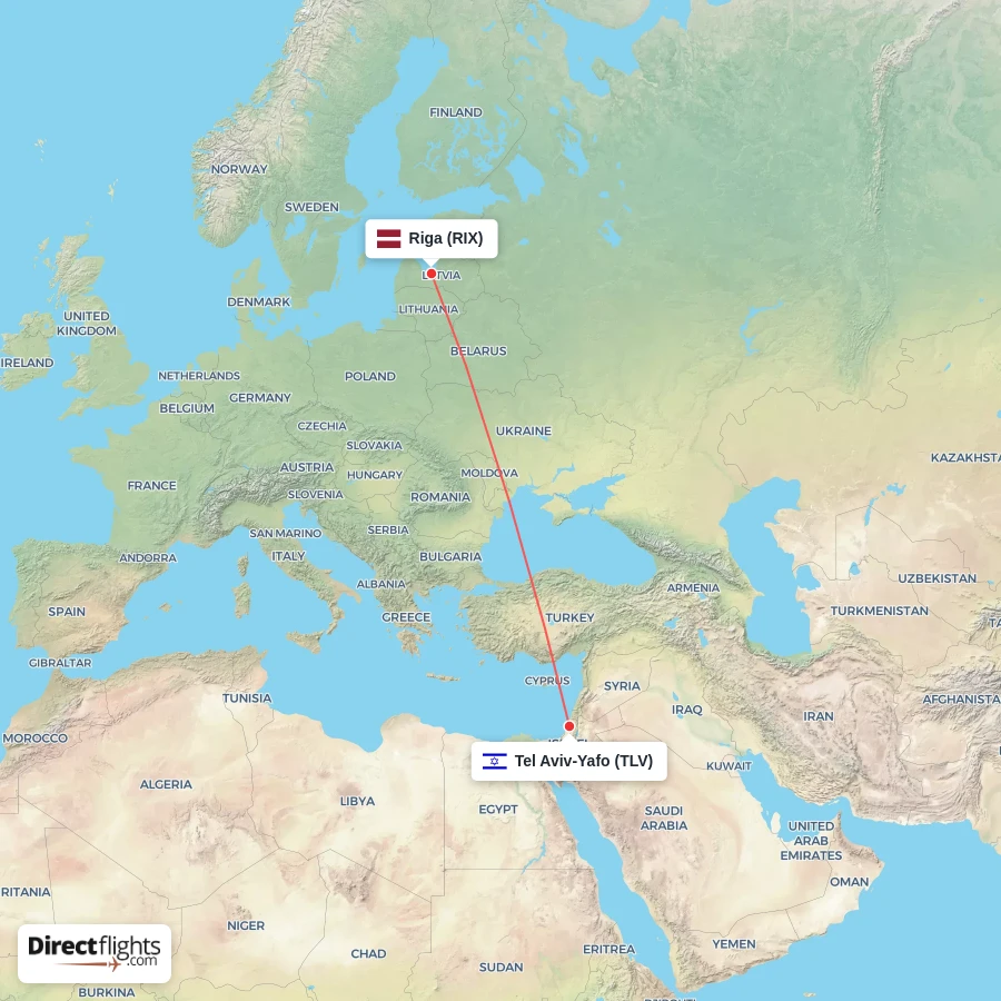 TLV - RIX route map
