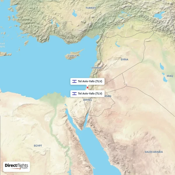 Tel Aviv-Yafo - Tel Aviv-Yafo direct flight map