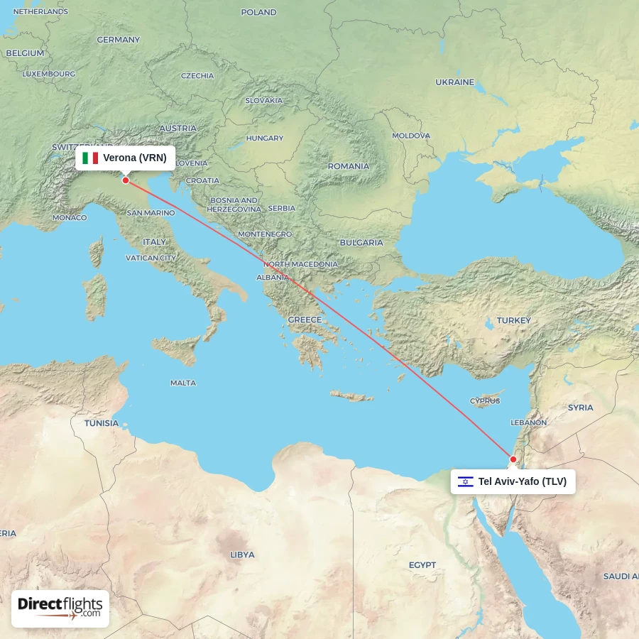 TLV - VRN route map