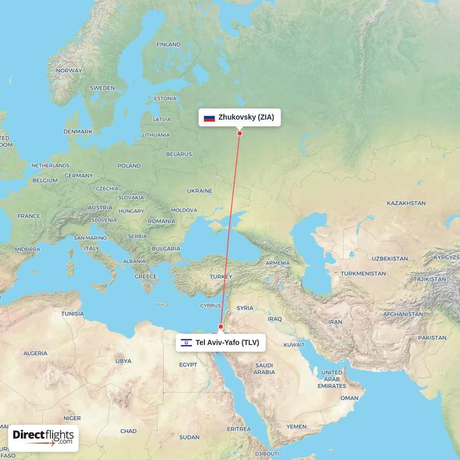 TLV - ZIA route map