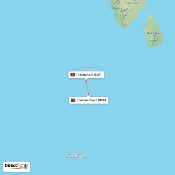 Thimarafushi - Kooddoo Island direct flight map