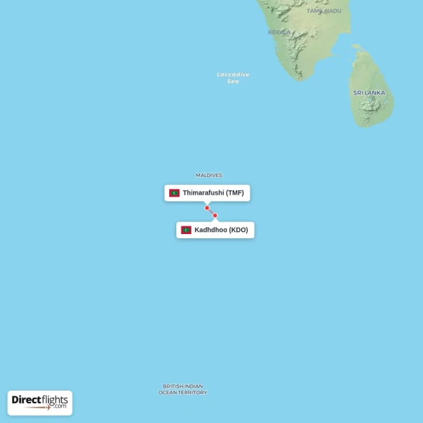Thimarafushi - Kadhdhoo direct flight map