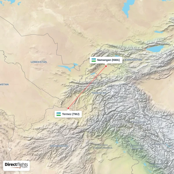 Termez - Namangan direct flight map